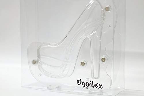 Oggibox 3D 6" X 6.75" X 2.5" Platform Stiletto Polycarbonate (Pc) Chocolate And Candy Heels Mold For Wedding, Decorating Or Home Baking Tools (Transparent 6.75 Inch) #TOP4