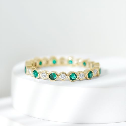 Certified Lab Grown Emerald Moissanite Full Eternity Ring, AAAA Quality, Emerald Wedding Anniversary Ring - Ideal For Gift4