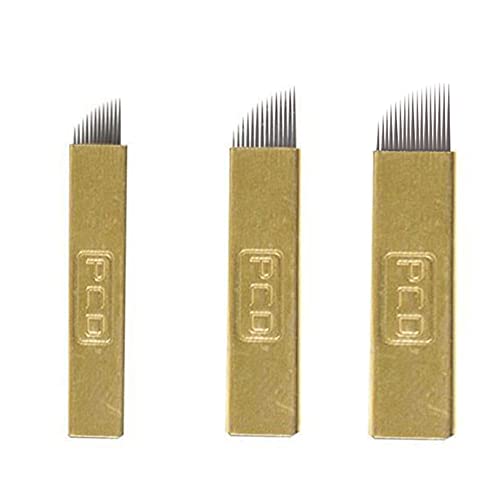 EZTAT2 50Pcs PCD Microblading Needles Assorted for Permanent Makeup Supplies Manual Eyebrow Blades Mixed 12 14 17 Pin