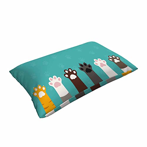 Mugod Rectangle Pillowcase Funny Colorful Kitten Cat Paws,Standard Throw Cushion Cover For Bed Couch Sofa Office Decor 20X30 Inches #TOP2