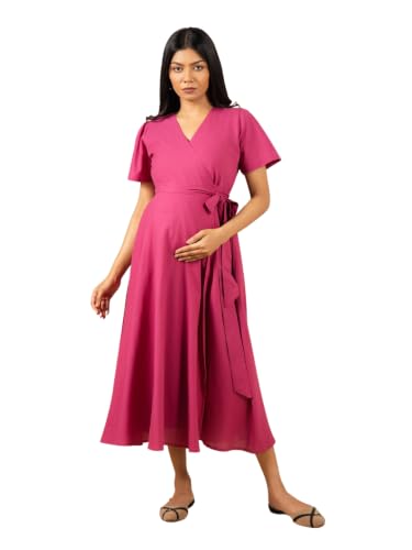 Image of The Mom Store Maternity and Nursing Wrap Dress for New Mom | Pre and Post Pregnancy Wear for Womens | Trendy Stylish Printed Friendly Dresses for Women | Comfortable