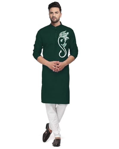 Image of Men's Digital Printed Kurta for Pooja Festival Ganesha