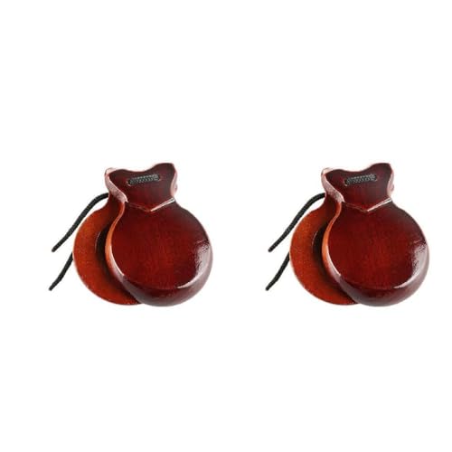 Necvior - Necvior 2Pcs Traditional Castanet Wood Spanish Castanets Flamenco Dance Castanets With String Hand Clapper Orff Music Instrument Percussion Wood Instruments