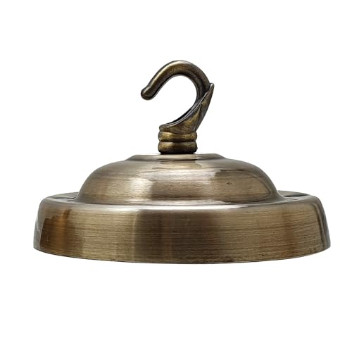 LEDSone Piastra vintage con gancio a rosetta singola per lampadario, 105 mm, in metallo anticato, con accessori (ottone verde)