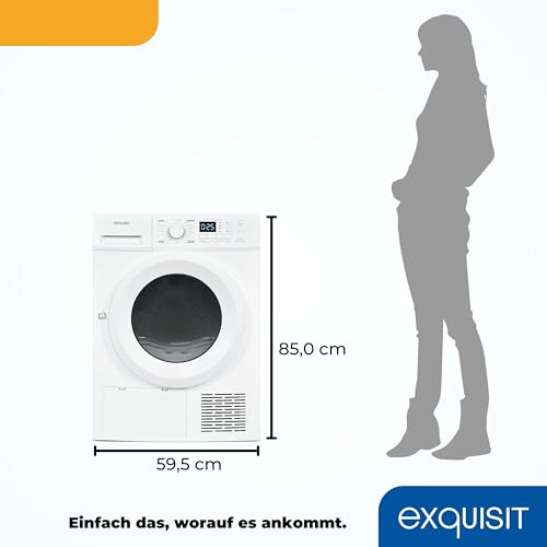 Exquisit Wärmepumpentrockner TWP5803-030 weiss | 8 kg Fassungsvermögen | Energieeffizienzklasse E | Kindersicherung | Auto Abschaltung