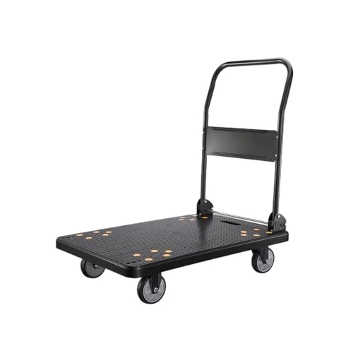 Carretilla de Mano, Carro de Plataforma Plana de Empuje ultrasilencioso, Carro Plegable, transportador de Carga, Remolque portátil de Cuatro Ruedas de Alta Resistencia, para Suministros de mudanza(Bl