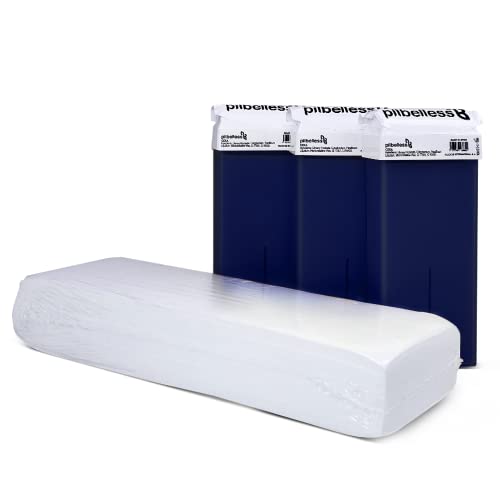 Pack 100 Bandas Depilatorias + 3 Cartuchos de Cera Roll On Azuleno