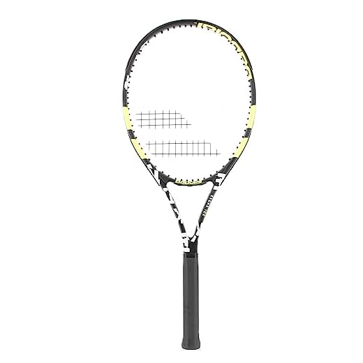 Babolat Raquete de tênis Evoke 105 Strung, preta/amarela (aderência de 11 cm)