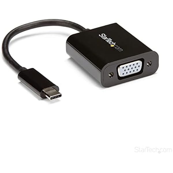 StarTech.com Adapter USB-C na VGA - czarny - 1080p - konwerter wideo do Twojego MacBook Pro - USB C na VGA Display Dongle CDP2VGA