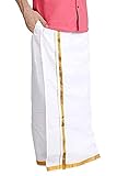 SUMAN TEX Cotton Mens Welcro Pocket Dhoti/Mundu - 100% Cotton Jari/Zari Single Pocket Dhoti - Size 28-42