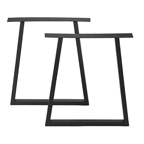Image of Metal Table Legs Set of 2 Heavy-Duty Trapezoid Steel Legs for Dining Tables Kitchen Tables Coffee Tables & Modern Industrial Furniture Black Powder-Coated DIY Furniture Base