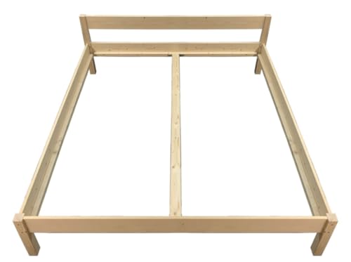 LIEGEWERK Seniorenbett 100x200 erhöhtes Bett mit Kopfteil Massivholzbett Holzbett Holz 100cm (Betthöhe 55cm, 100 x 200 cm)