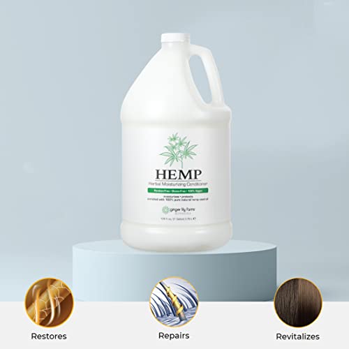 Ginger Lily Farms Botanicals Hemp Herbal Moisturizing Conditioner, Enriched With 100% Pure Natural Hemp Seed Oil, 100% Vegan & Cruelty-Free, 1 Gallon Refill #TOP4