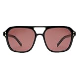 I-SEA Monaco Aviator Sunglasses, Unisex, Oversized, Black/Honey Tort/Tiger, Rectangle Round, Plum/Green/Ocean, UV Protection (BLACK/PLUM POLARIZED LENS)