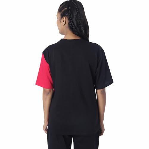Image of London Hills Women's Drop Shoulder T-Shirt | Graphic Print Colorblock Half Sleeve Cotton T-Shirt | Casual Round Neck Top Soft Breathable Fabric | Regular Fit Stylish Tshirt