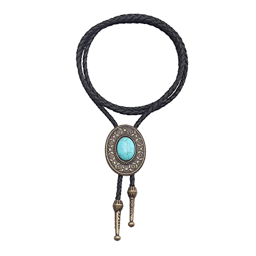 Image of GelConnie Native American Bolo Tie Rodeo Cowboy Leather Necktie Western Necklace Costume Accessories for Men,Women