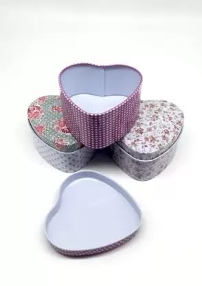 Small Metal Tin Box Metal Storage Box for Candle Making Small Storage Container For Kids Mini heart Multi-Purpose TIN Box heart Tin Boxes (2PCS)