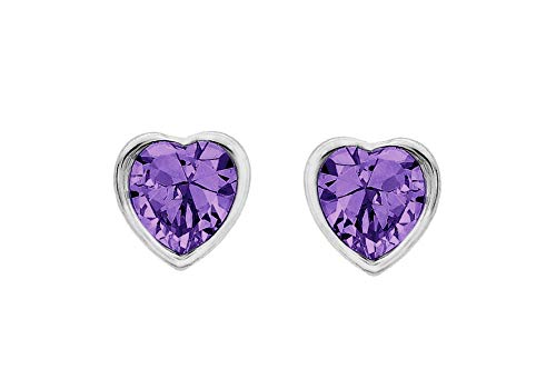 Preisvergleich Produktbild Tuscany Silver Ohrstecker Sterling Silber Herz Amethyst