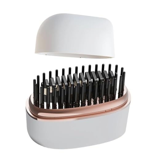 Mini plancha de pelo inalámbrico – cepillo alisador calefactor recargable | cepillo de peinado para peinado, cepillos alisadores de calentamiento rápido para viajes y uso diario