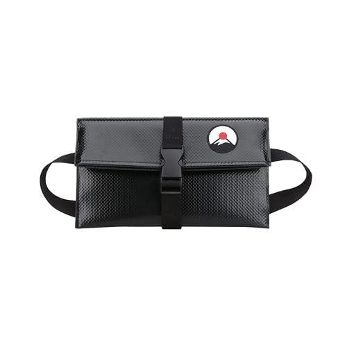 KATSUKAZAN Pastel de Vento, Fanny Pack, Crossbody Bag, Belt Bag, Hip Pouch, Water Resistance Tarp Bag. (Black)