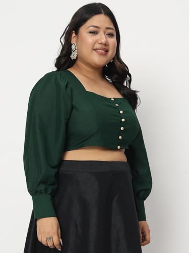 Image of studio rasa Women's Plus Size Chroma Button Down Crop Top for Wedding Festive Party