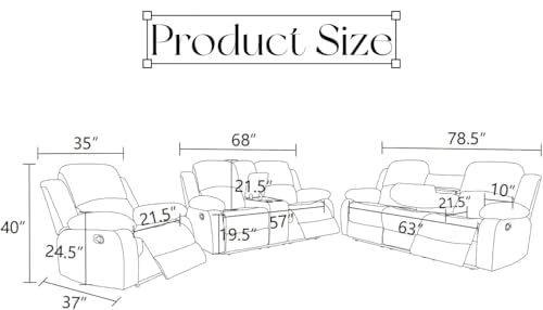 Image of Oversized Recliner Chair, Leather Recliner Chairs with Home Theater Seating, Extra Wide Lazy Boy Reclining Chairs for Adults Reading Gaming Leisure Relax, Bedroom, Grey White