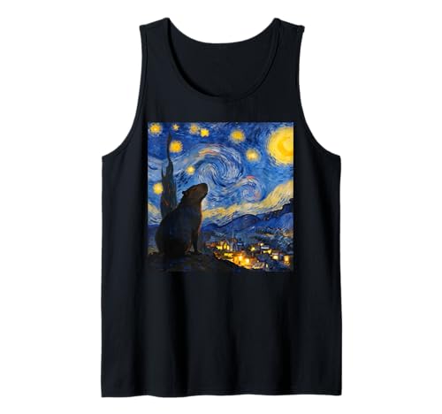 Funny Capybara Graphic Van Gogh Style Starry Night Capybara Tank Top