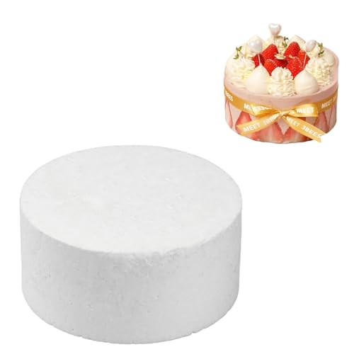 Modello di Torta Finta in Schiuma Rotonda, Base in Polistirolo per Decorazione Fittizia, Diametro 10/15 cm Altezza 7 cm per Arti (Bianco 6 Pollici)