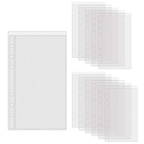 XiowDow 12pcs A6 Binder Pockets Frosted PVC Reusable Budget Money