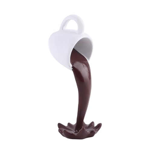 Escultura Decorativa Taza de Café Flotante de Resina Marrón miniatura 5