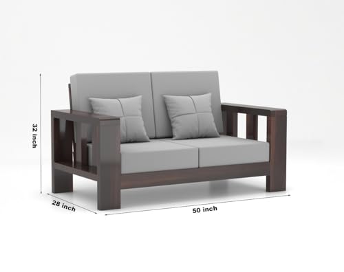Image of Sheesham Wooden 4 Seater Sofa for Living Room | Solid Wood Sofa | Rosewood Sofa Set for Home & Office | Lounge (Walnut, 2+2 Seater)