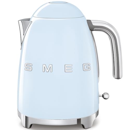 Image of SMEG KLF03 Electric Kettle 1.7L (7 Cup), Retro Hot Water Boiler for Tea & Coffee, Fast Boiling, Auto Shut-Off, Soft Open Lid, 360 Swivel Base Countertop Kettle - Pastel Blue
