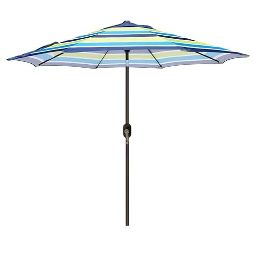 Best outdoor dining table umbrella Blissun Striped 9' Patio Umbrella