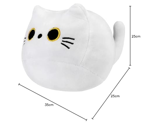 Image of Kawaii White Cat Plush Toy - 3D Shape Design Sofa Pillow Decoration, Cute Kitten Plushie Doll, Animal Plush Pillow