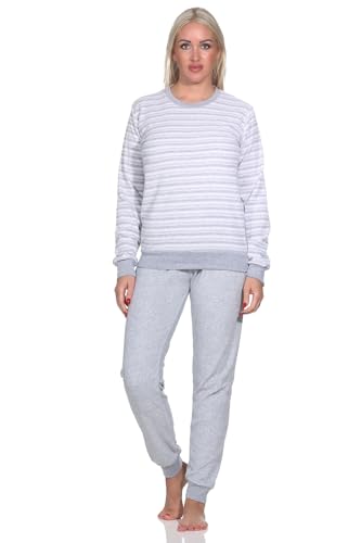 Normann Wunderschöner Damen Frottee Schlafanzug Langarm Pyjama mit Bündchen - auch in Übergrössen Farbe:rosa1 Größe:40-42