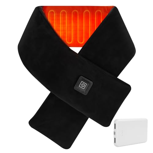 Heated Neck Wrap with 5000mAh Power Bank Heating Pad Cordless with 3 Heating Levels Portable Neck Warmer for Neck Pain Relief and Stiffness Rechargeable Heated Scarf for Outdoor & Office Black
