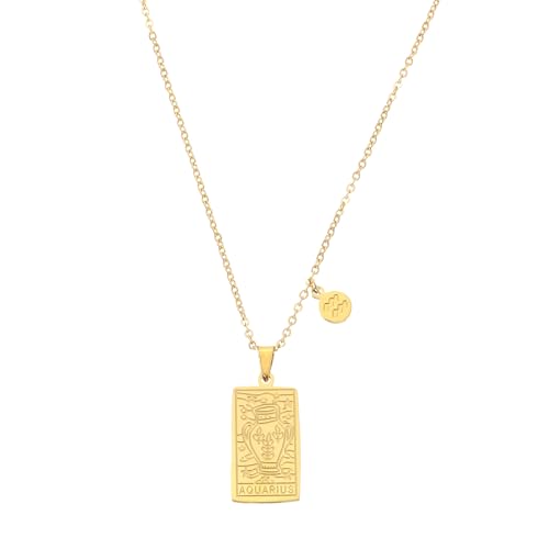 QUARKZMAN Tarot Signo Zodiacal Collar, Acero Titanio Tarot Carta