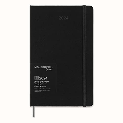 Moleskine 2024 Smart Weekly Planner, 12M, Large, Black, Hard Cover (5 x 8.25)