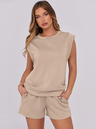 Image of ANRABESS Two Piece Sets for Women 2026 Summer Short Lounge Set Casual Beach Vacation Outfits Spring Sweatsuits Tracksuit
