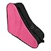 Large Capacity Roller Skate Bag & Ice Skate Bag for Adult Skates – Oxford Cloth Storage Bag with Adjustable Shoulder Strap, Foldable and for Easy-Clean, 43x38x20 cm(Black Pink)