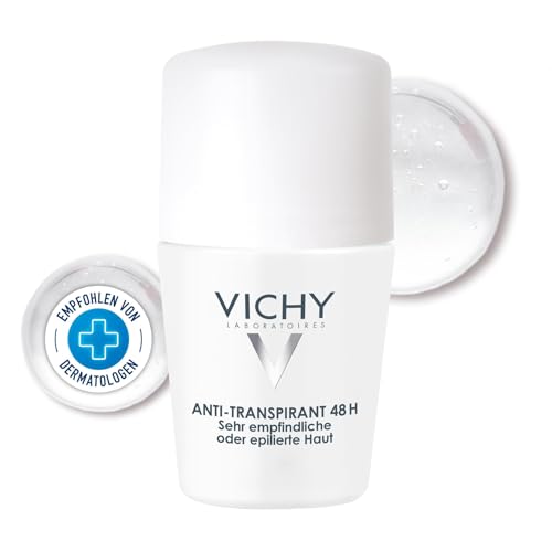 VICHY Anti-Transpirant 48h, Für sehr empfindliche oder epilierte Haut, bis zu 48 Stunden Wirkung, Roll-On, Dermo Tollerance, 50ml