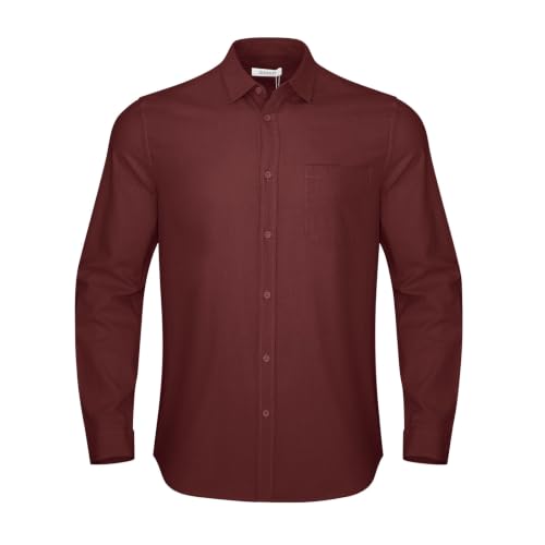 Image of JEKAOYI Mens Button Down Cotton Linen Shirts Casual Long Sleeve Beach Tops