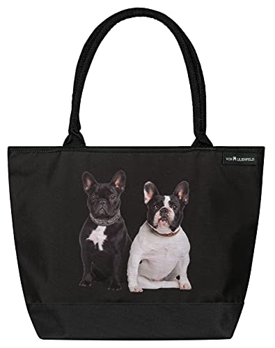 VON LILIENFELD® Borsa Cane Bulldog francesi Shopping Spazioso Tracolla Saccoccia Motivo