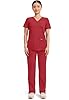 Cherokee Scrubs Top for Women Mock Wrap with 3 Pockets, Soft, 2-Way Stretch & Durable Fabric Plus Size - WW610, 3XL, Red #4