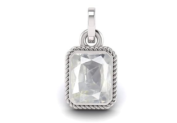 dugu gems 5.25 Ratti White Sapphire Pendant Original Certified by Lab Pukhraj Ratan Silver Plated Pendant of Men & Woman-picture-20