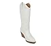 Soda Orville ~ Women Western Cowboy Stitched Pointe Toe Heel Ankle Mid Shaft Fashion Boots (WHITE PU, us_footwear_size_system, adult, women, numeric, medium, numeric_10)