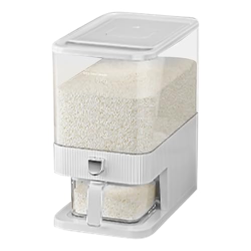 Dispensador de arroz - 16.8x29.2x41.8cm, dispensador de cereales PP, diseño versátil | Cubo de arroz a prueba de humedad sellado con capacidad transparente, recipiente de grano para cocina, despensa,