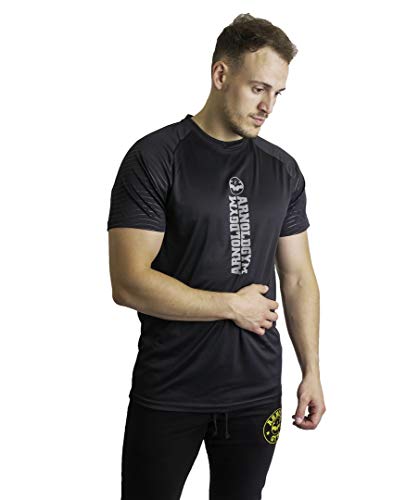 Arnold Gym Stripe - Camiseta de entrenamiento con diseño de rayas en relieve, color negro, Hombre, color negro, tamaño S 34" Cover