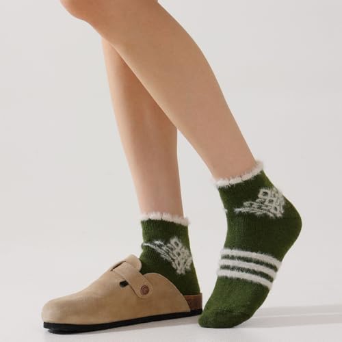 Image of Fszsaa Merino Wool Low Ankle Socks For Women - Knit Warm Fuzzy Casual Home Socks For Winter