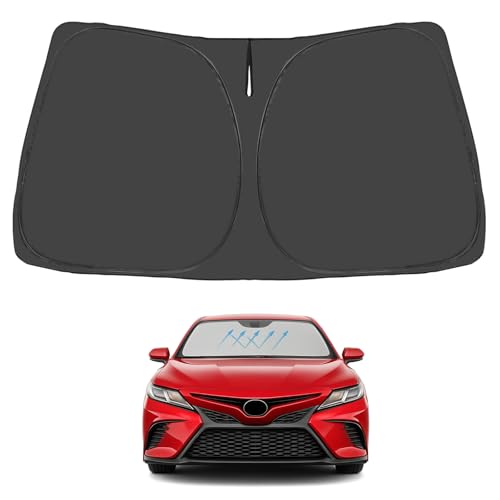Image of Proadsy Windshield Sun Shade for Toyota Camry 2018-2025 LE XLE Hybrid SE XSE 4-Layer Foldable Front Sunshade Protector Sun Visor Blocks UV Rays Keep Car Cooler